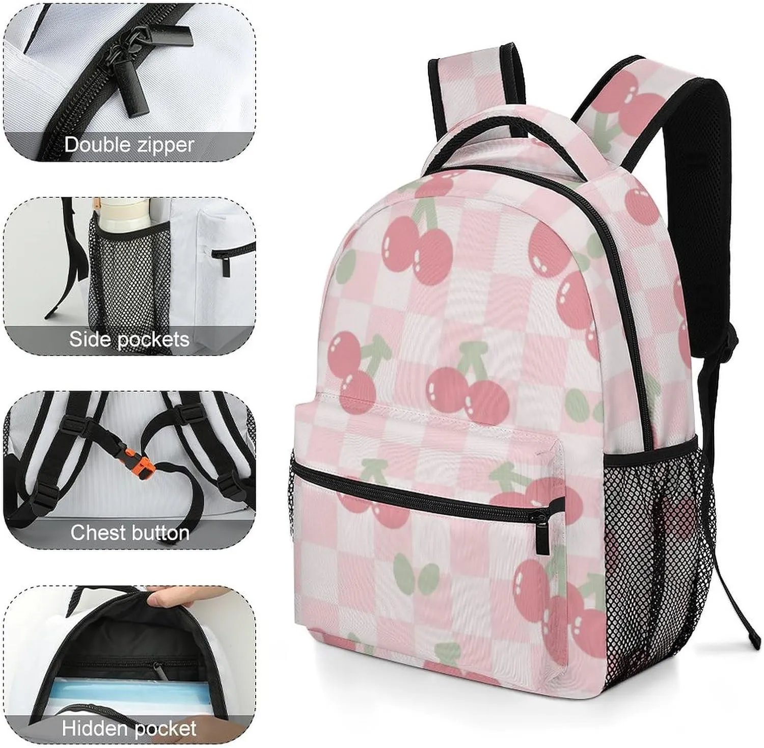 17 Inch Backpack Pattern Of The Cherry Laptop Backpack Shoulder Bag School Bookbag Casual Daypack