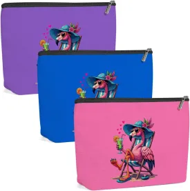 3 Pack Beach Summer Whimsical Bird Flamingo Gifts Makeup Bag, Travel Essentials Cosmetic Bags for Women Sister Friend Girl Trip, Travel Toiletry Bag for Friendship Birthday Christmas Girls Weekend