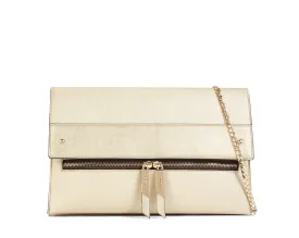 ALDO matte gold leatherette clutch w/ gold chain strap