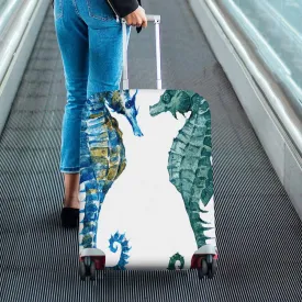 Animals themed Cover for Luggage suitcase printed Beautiful raster image with nice watercolor seahorses