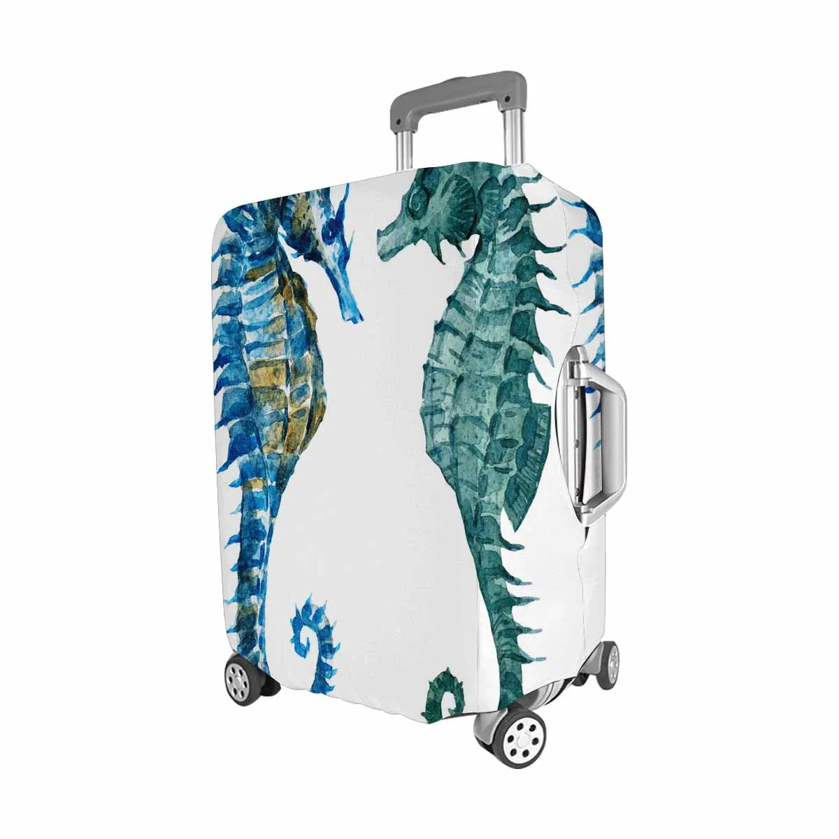 Animals themed Cover for Luggage suitcase printed Beautiful raster image with nice watercolor seahorses