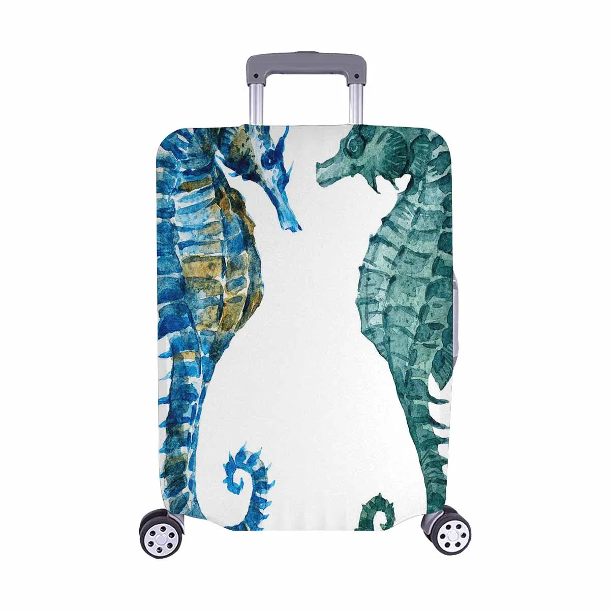 Animals themed Cover for Luggage suitcase printed Beautiful raster image with nice watercolor seahorses