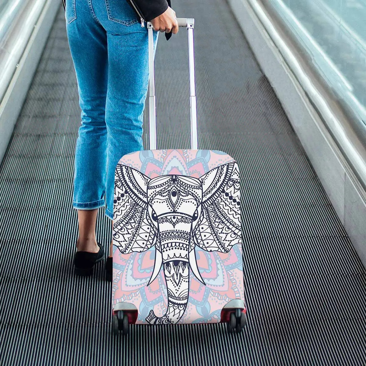 Animals themed Cover for Luggage suitcase printed Ethnic patterned head of indian elephant