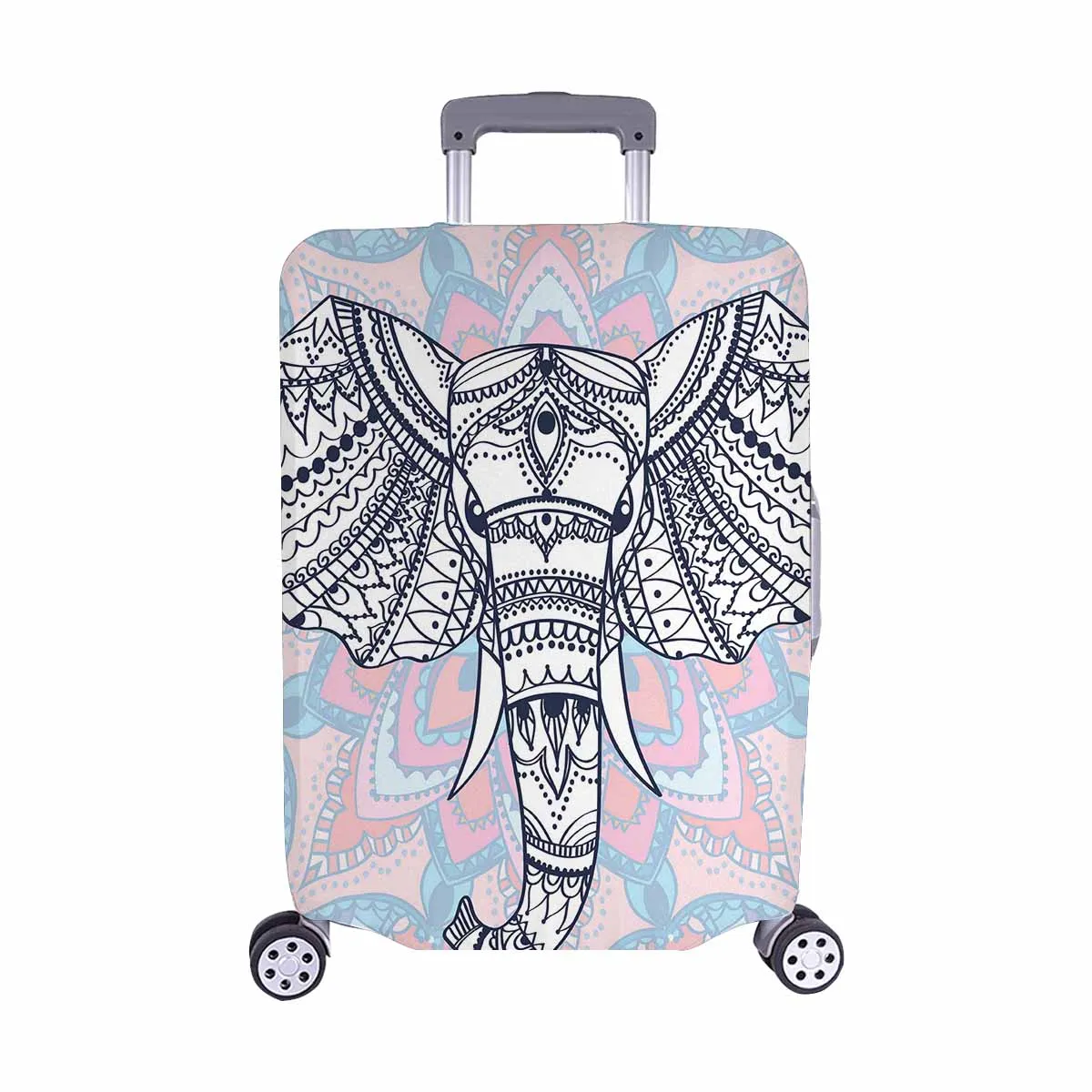 Animals themed Cover for Luggage suitcase printed Ethnic patterned head of indian elephant