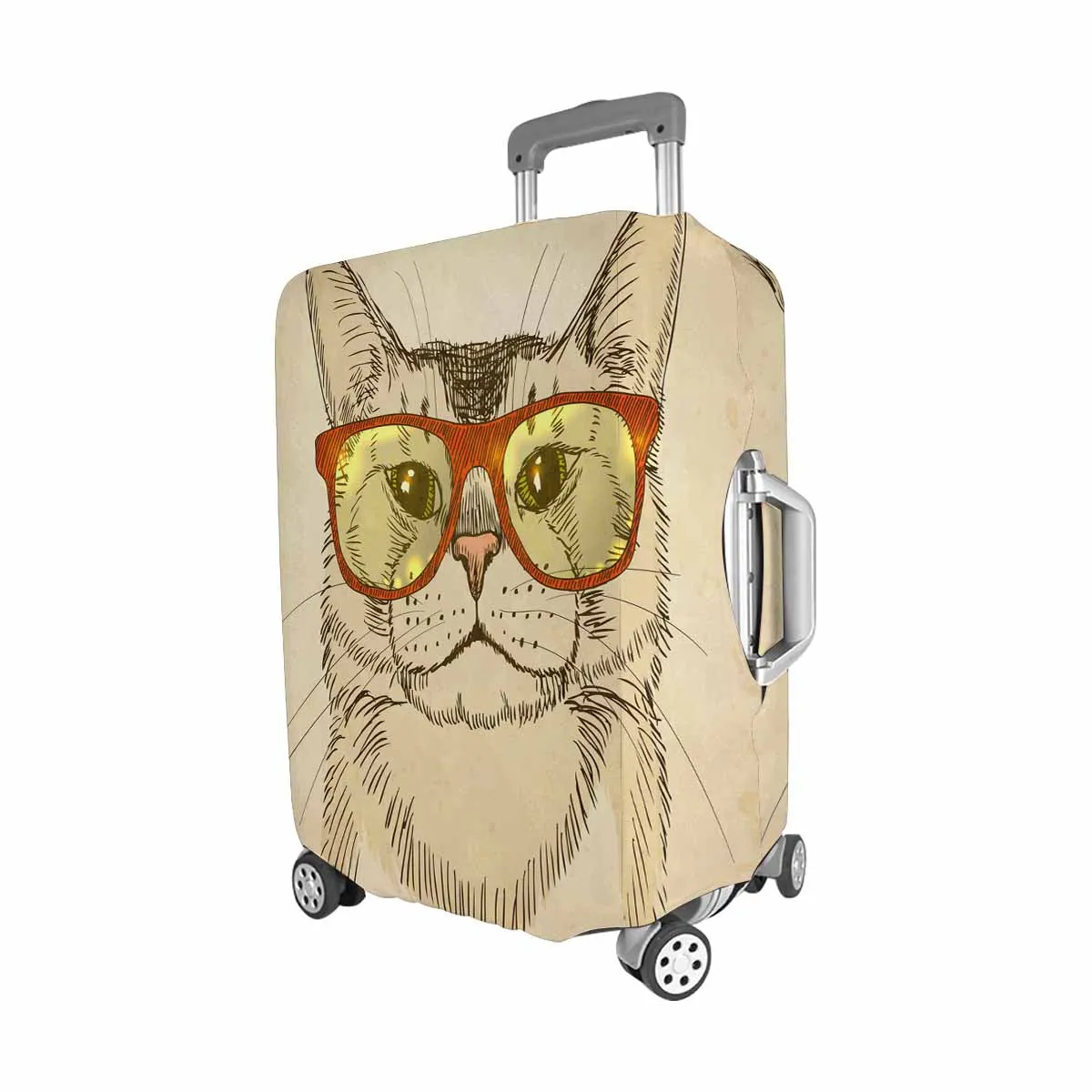 Animals themed Cover for Luggage suitcase printed Hipster Cat with Eyeglasses