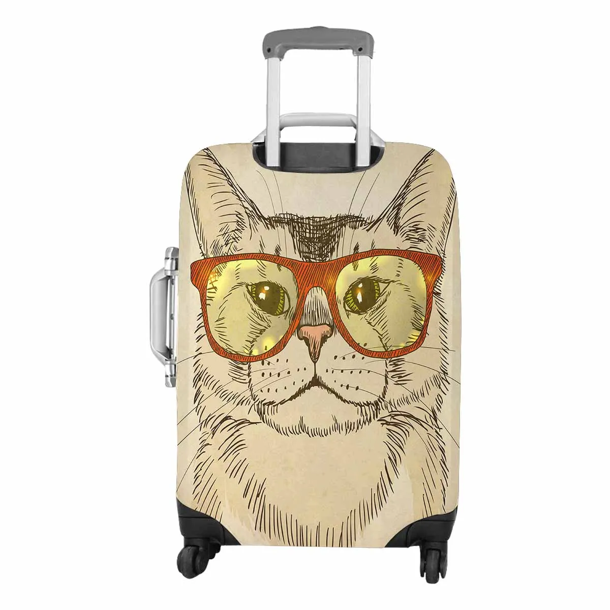 Animals themed Cover for Luggage suitcase printed Hipster Cat with Eyeglasses