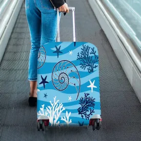 Animals themed Cover for Luggage suitcase printed Shells and starfish Marine pattern