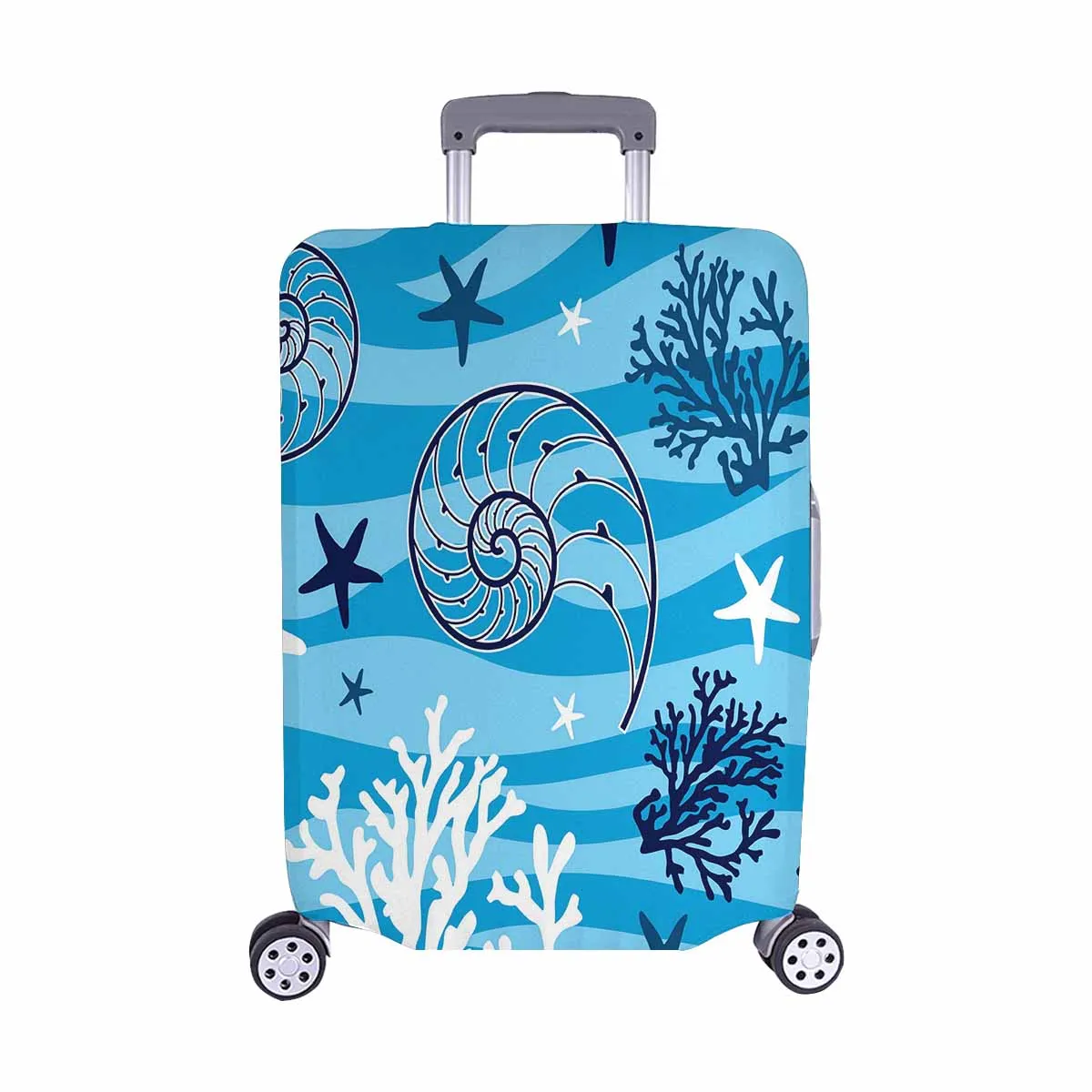 Animals themed Cover for Luggage suitcase printed Shells and starfish Marine pattern