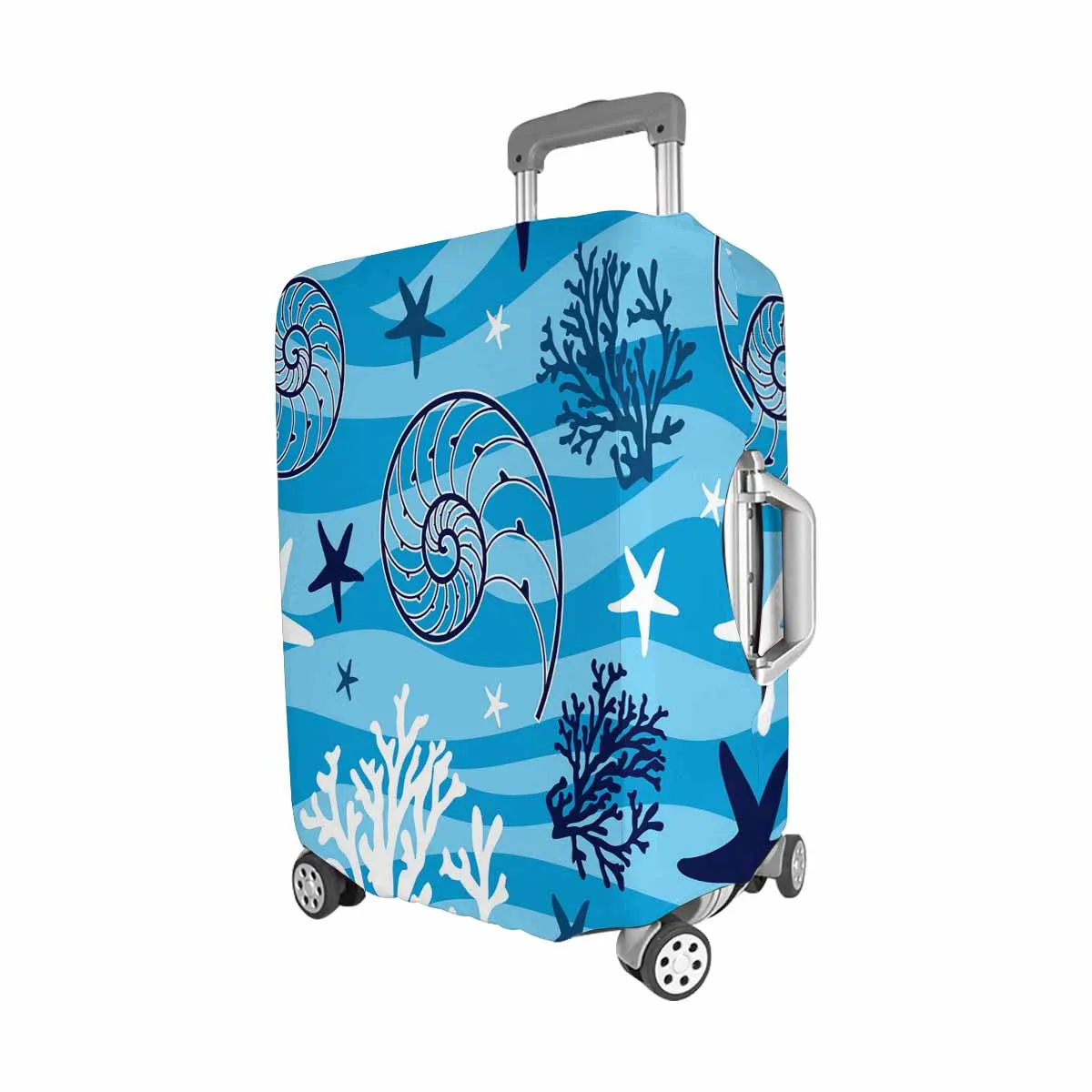 Animals themed Cover for Luggage suitcase printed Shells and starfish Marine pattern