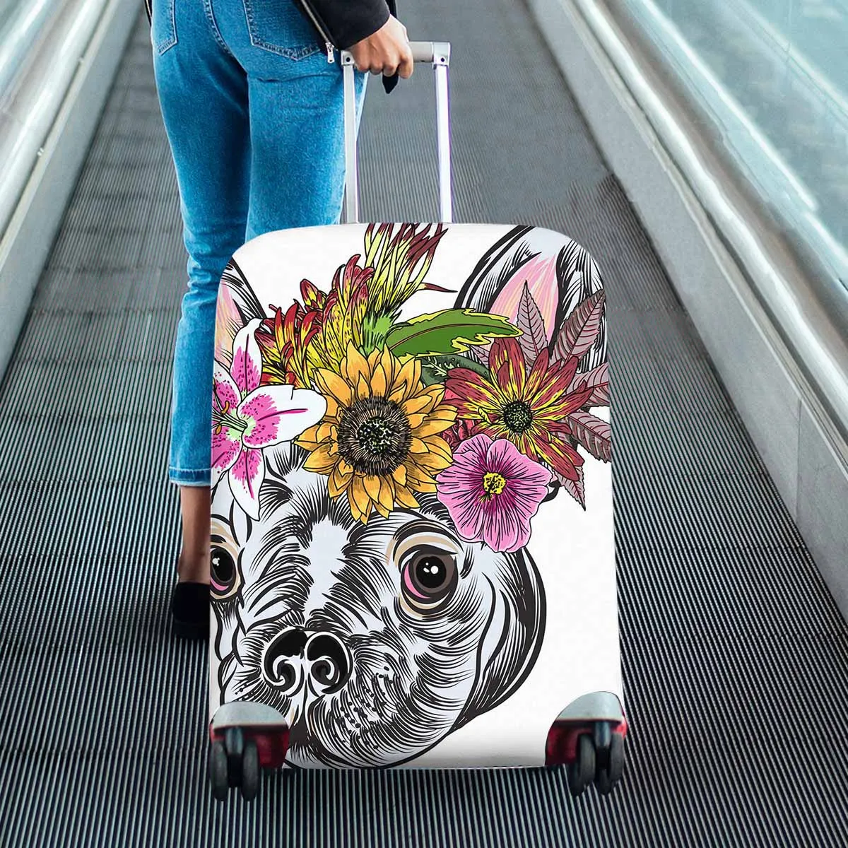 Animals themed Cover for Luggage suitcase printed Small cute French Bulldog puppy