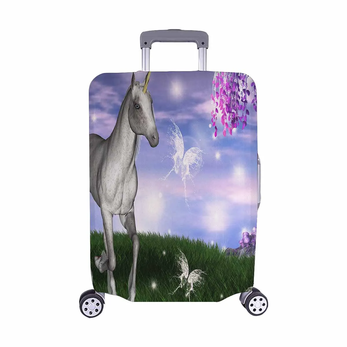 Animals themed Cover for Luggage suitcase printed Unicorn in an enchanted meadow