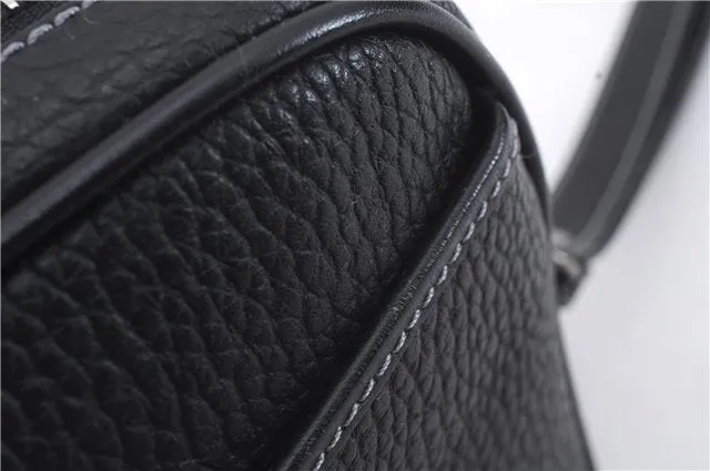 Authentic BURBERRY Vintage Leather Clutch Hand Bag Purse Black Box 3537D