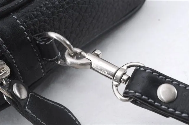 Authentic BURBERRY Vintage Leather Clutch Hand Bag Purse Black Box 3537D