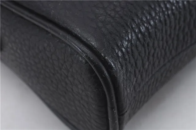 Authentic BURBERRY Vintage Leather Clutch Hand Bag Purse Black Box 3537D