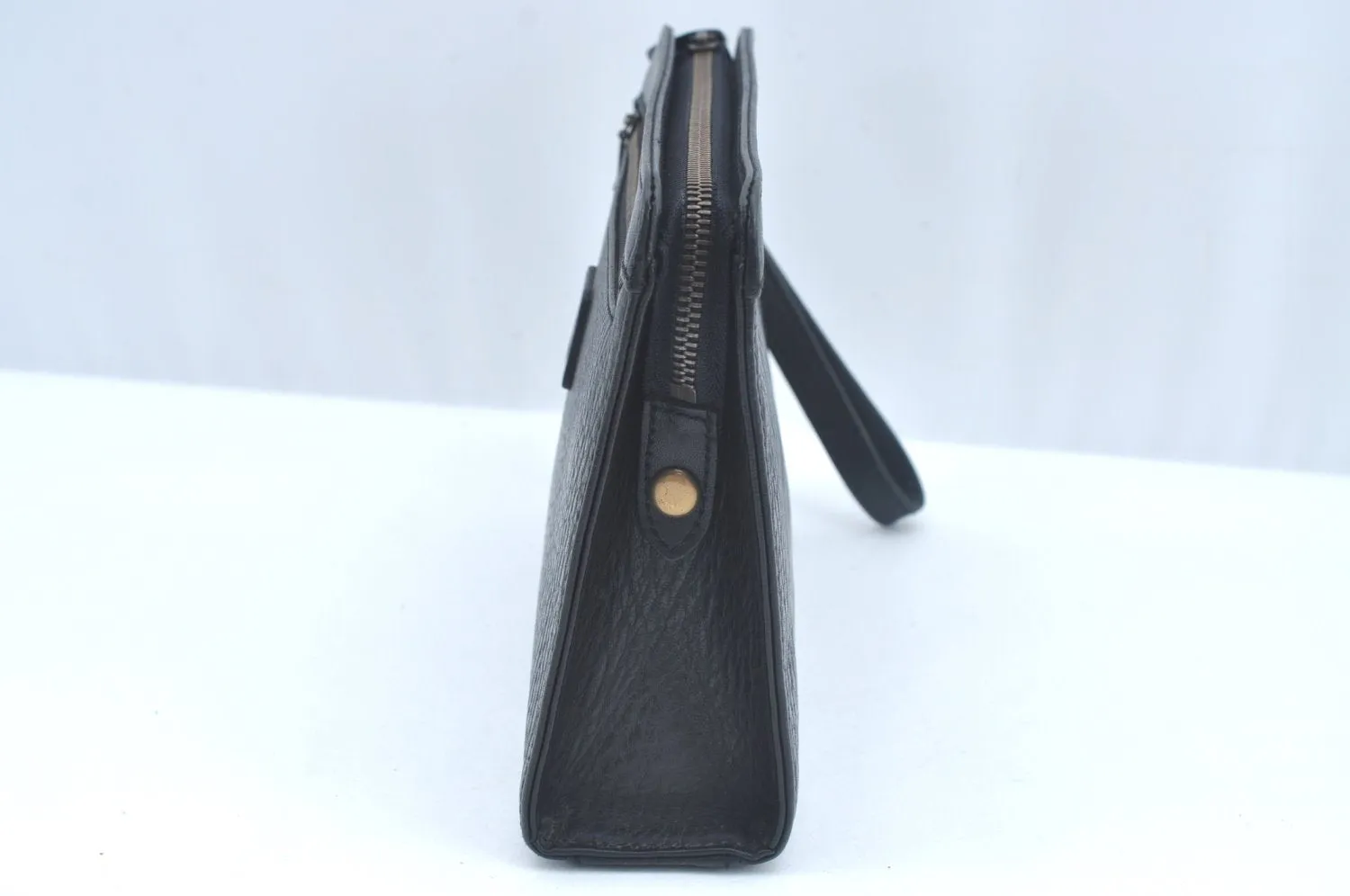 Authentic Burberrys Vintage Leather Clutch Hand Bag Purse Black L0525