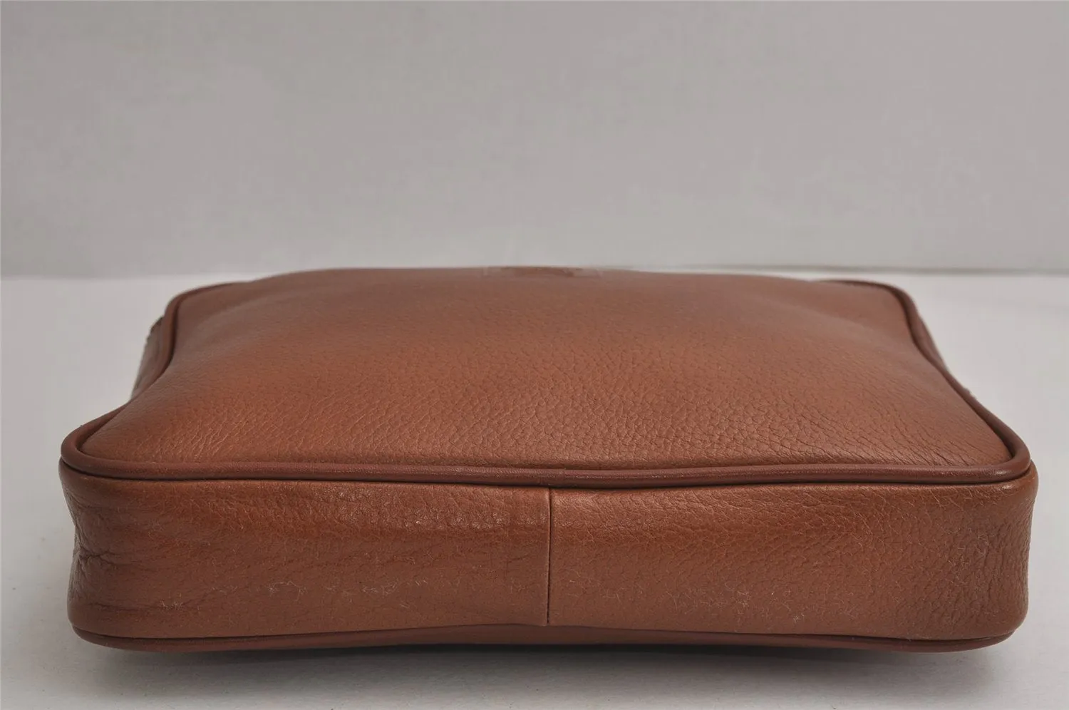 Authentic Burberrys Vintage Leather Clutch Hand Bag Purse Brown 8051J
