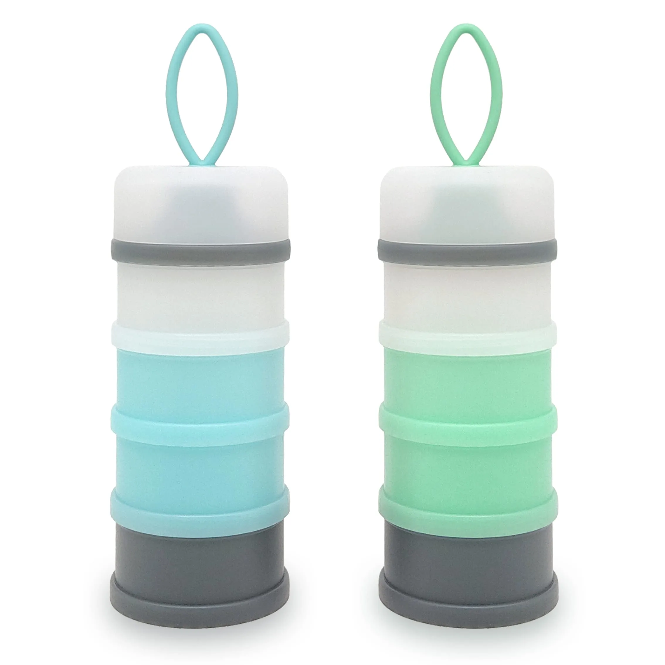 Baby Formula Dispenser, Formula Container, Portable Milk Powder Dispenser Container, Baby Feeding Travel Storage Container, Non-Spill Stackable Baby Snack Storage Container, BPA Free, 2 Packs Grey & Orange
