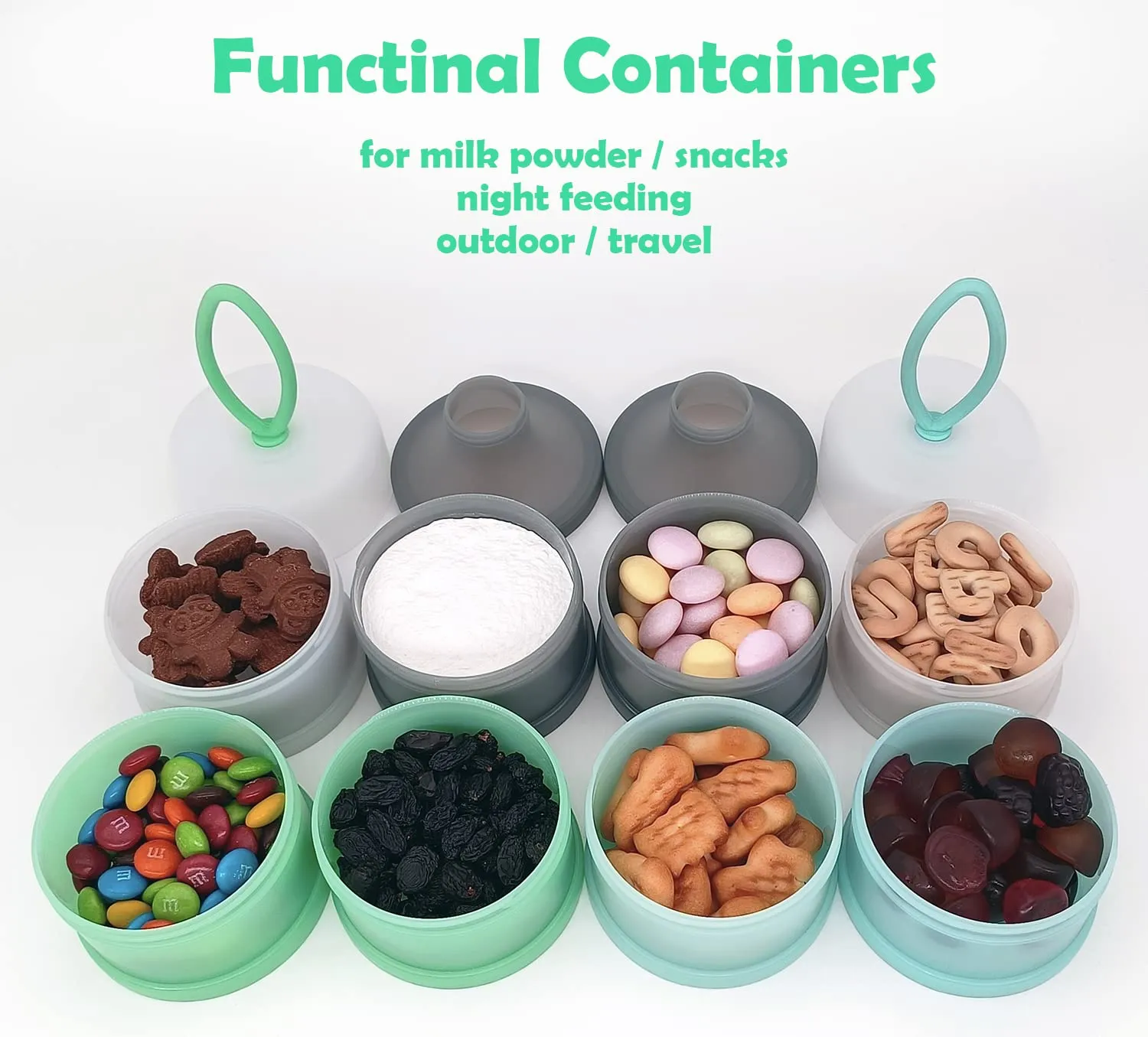 Baby Formula Dispenser, Formula Container, Portable Milk Powder Dispenser Container, Baby Feeding Travel Storage Container, Non-Spill Stackable Baby Snack Storage Container, BPA Free, 2 Packs Grey & Orange