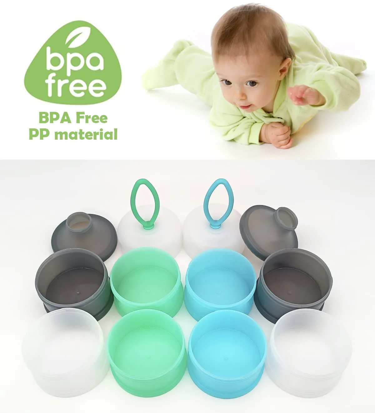 Baby Formula Dispenser, Formula Container, Portable Milk Powder Dispenser Container, Baby Feeding Travel Storage Container, Non-Spill Stackable Baby Snack Storage Container, BPA Free, 2 Packs Grey & Orange