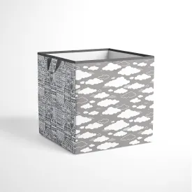 Bacati - Small Storage Tote Clouds in the City White/Grey Neutral 10 X 10 x10 inches