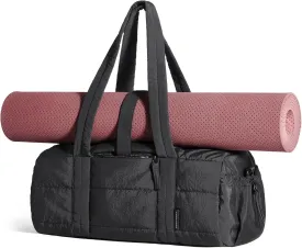 BAGSMART Gym Bag for Women, Yoga Mat Duffle Bag with Wet & Dry Pocket, Quilted Sports Bag for Weekend/Swimming, Black