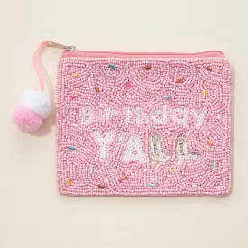 Birthday Y'all Seed Bead Canvas Pouch