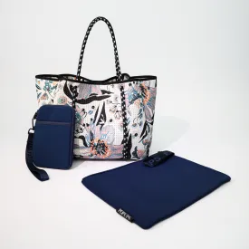 BLOSSOM WHITE SET: EVERYDAY TOTE   OVERSIZED WRISTLET POUCH   PASSPORT WALLET