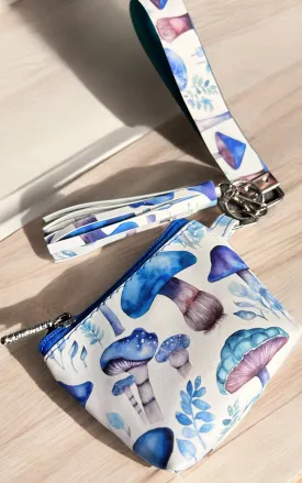 Blue Mushrooms Wirstlet w/ Tassle & Pouch
