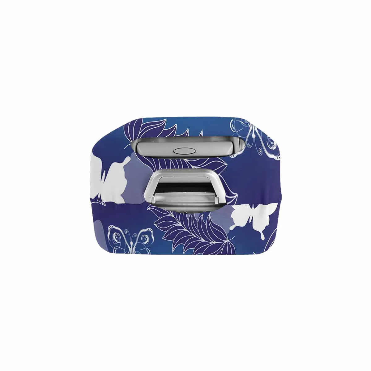 Butterflies and Birds themed Cover for Luggage suitcase printed Floral dark blue spring pattern with branch and butterflies