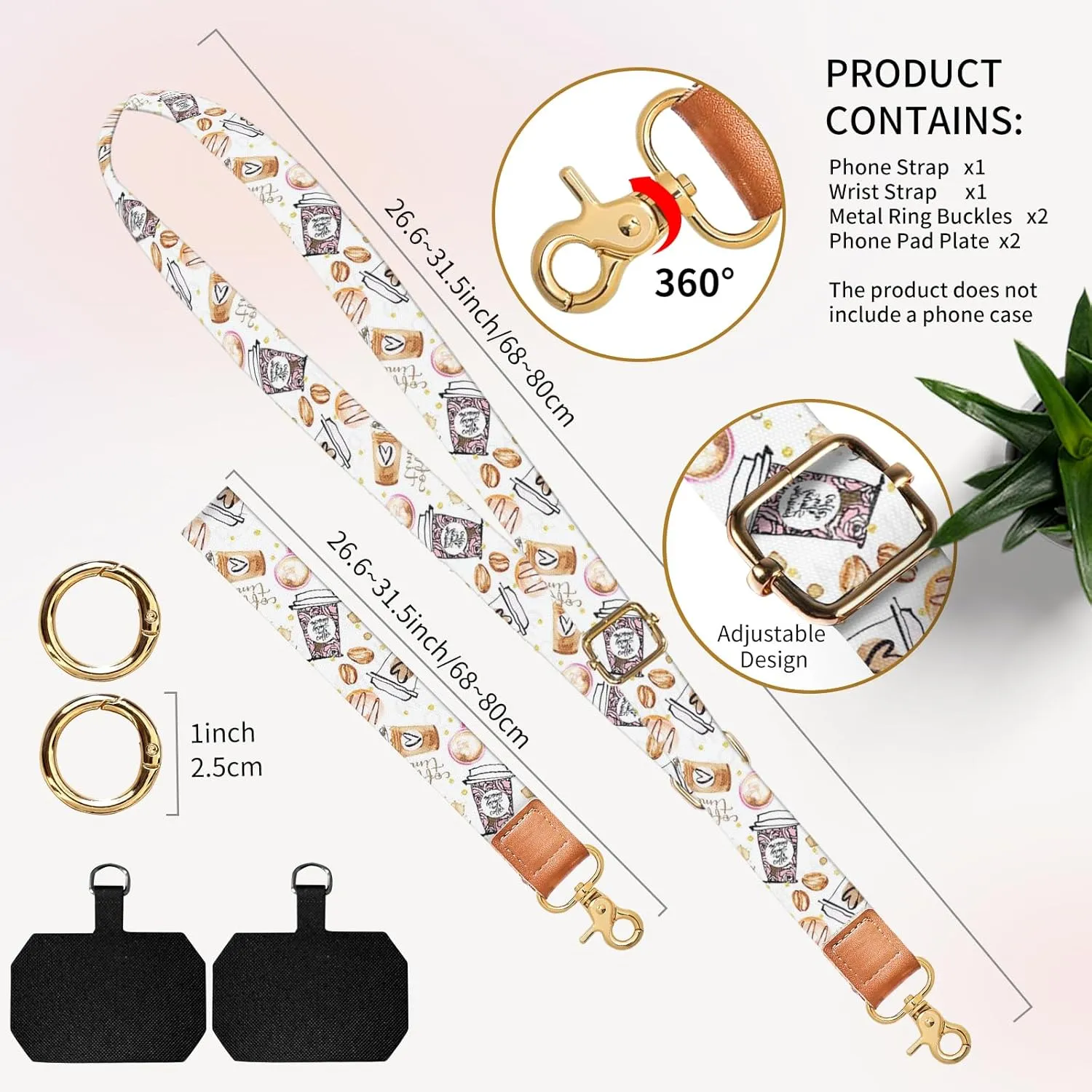 Cell Phone Lanyard Adjustable Crossbody Strap, Cute Phone Neck Wristlet Wrist Strap Patch for Keys Case Accessories