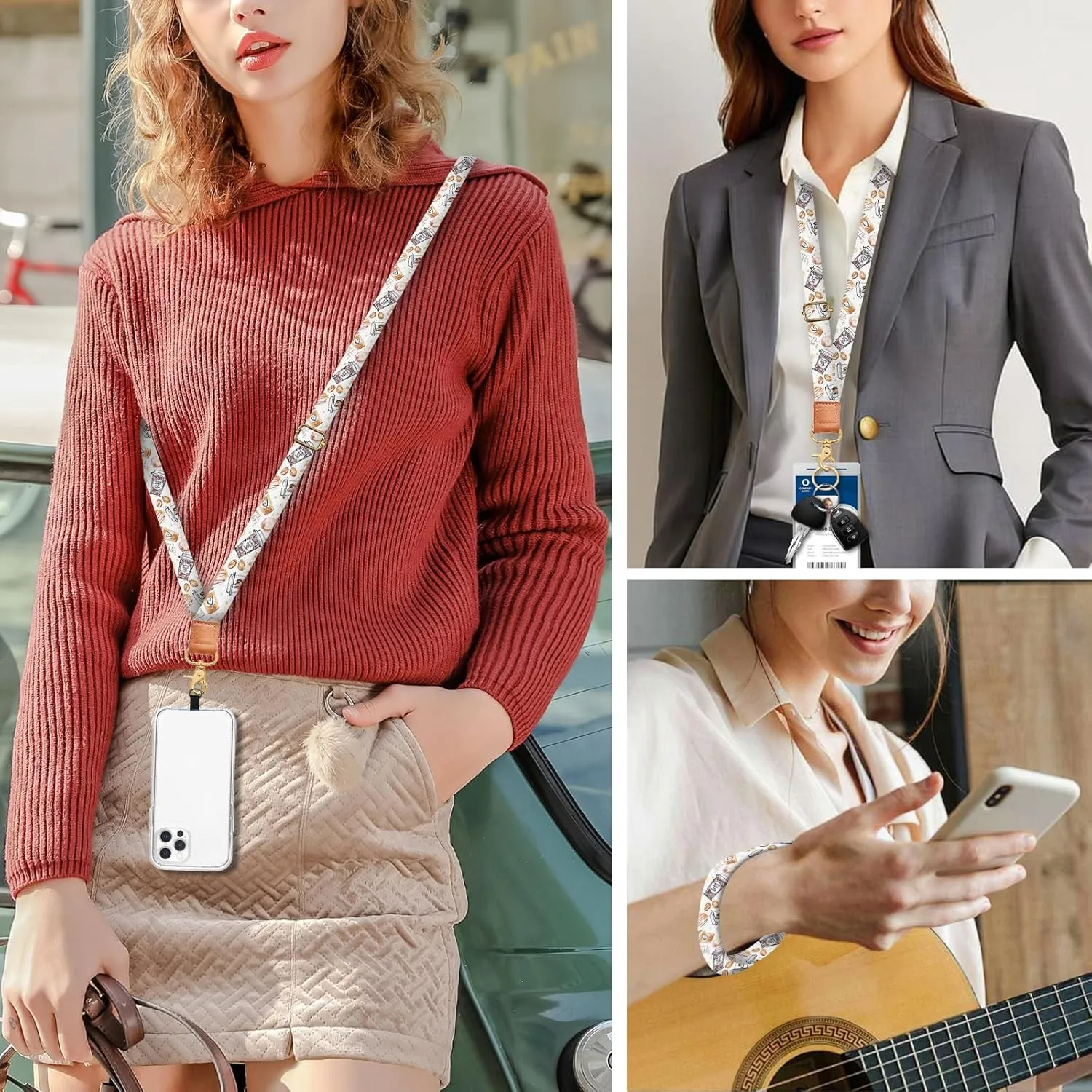 Cell Phone Lanyard Adjustable Crossbody Strap, Cute Phone Neck Wristlet Wrist Strap Patch for Keys Case Accessories