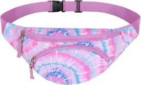 Choco Mocha Kids Fanny Pack for Girls, Toddler Belt Bag 2-4 4-6 Kid Waist Bag Outer for Little Girls age 6-9 8-12 Small Hip Pack (Tie Dye-Pink)