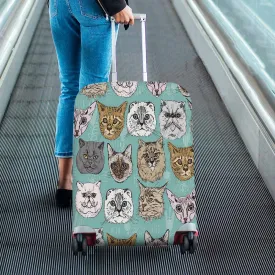 Cover for Luggage suitcase printed cute animas face in doodle hipster style
