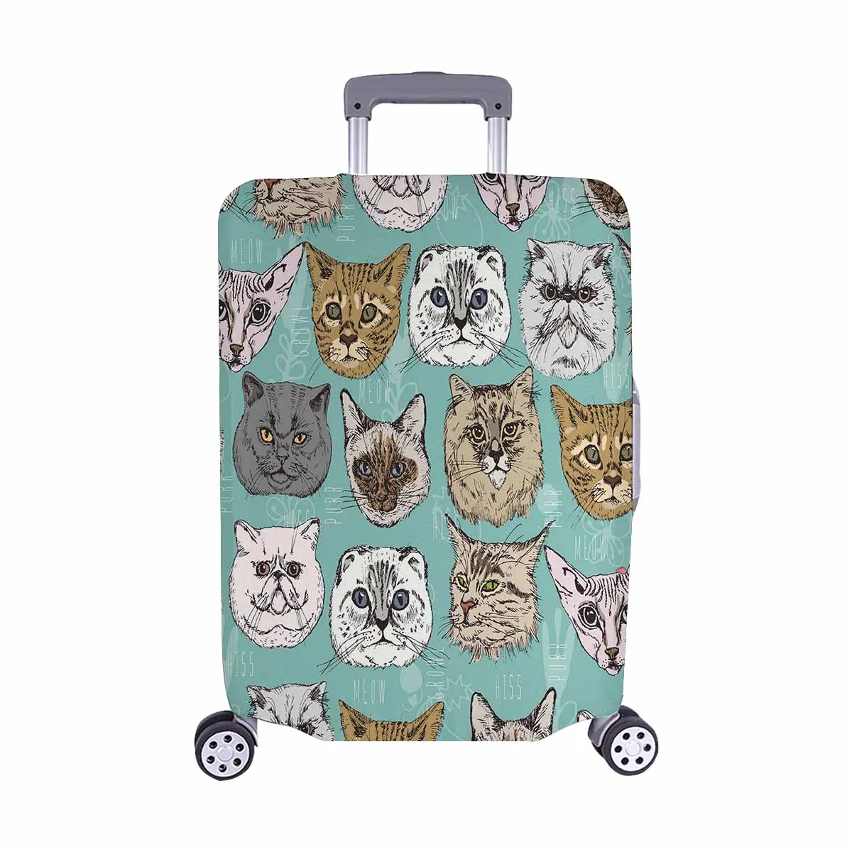 Cover for Luggage suitcase printed cute animas face in doodle hipster style