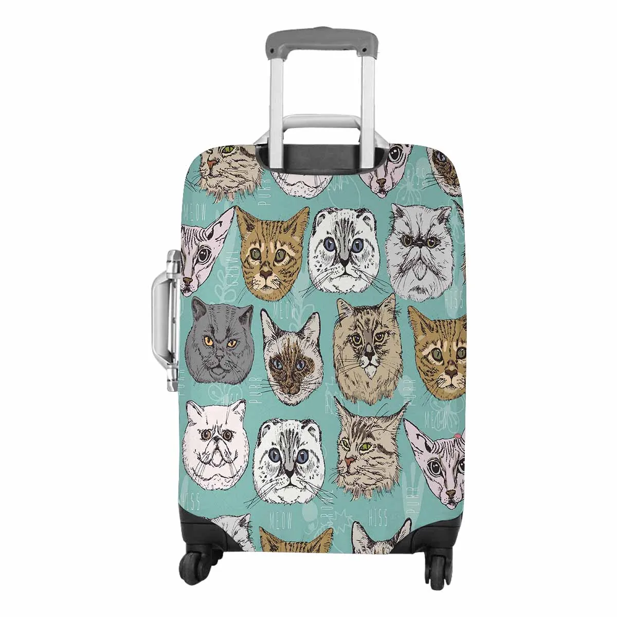 Cover for Luggage suitcase printed cute animas face in doodle hipster style