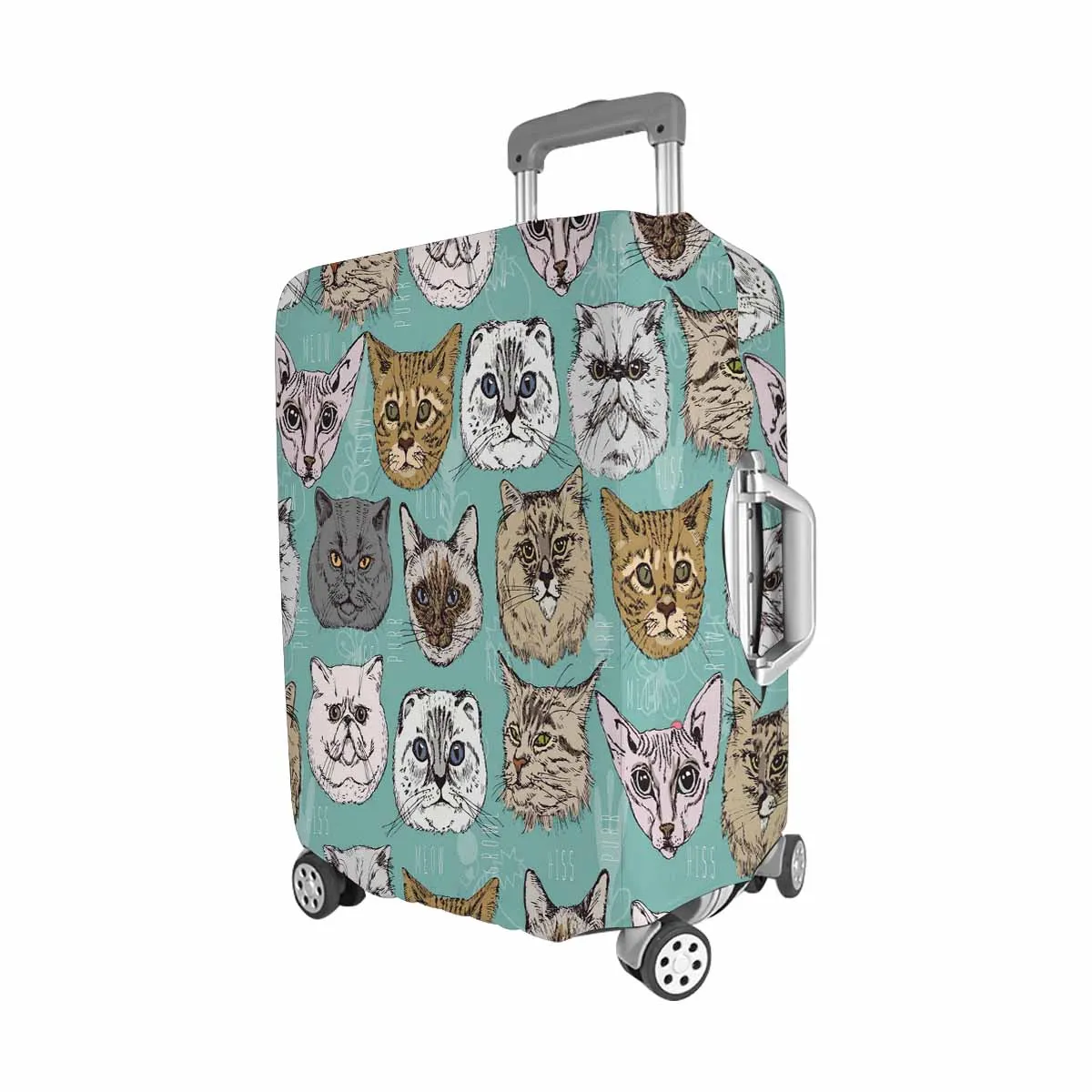 Cover for Luggage suitcase printed cute animas face in doodle hipster style