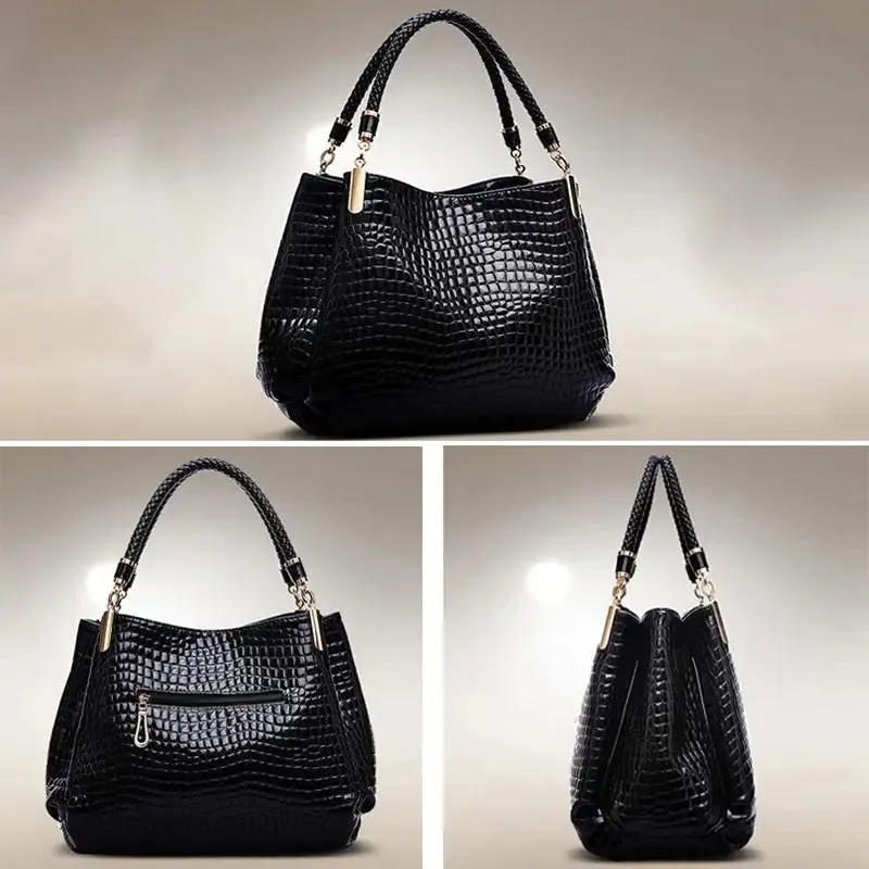Crocodile Print PU leather Handbag
