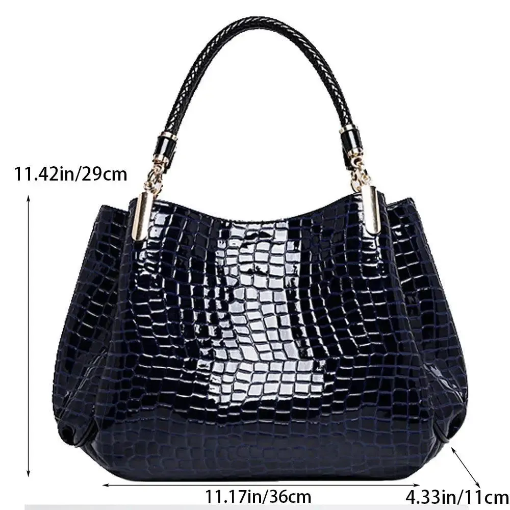 Crocodile Print PU leather Handbag