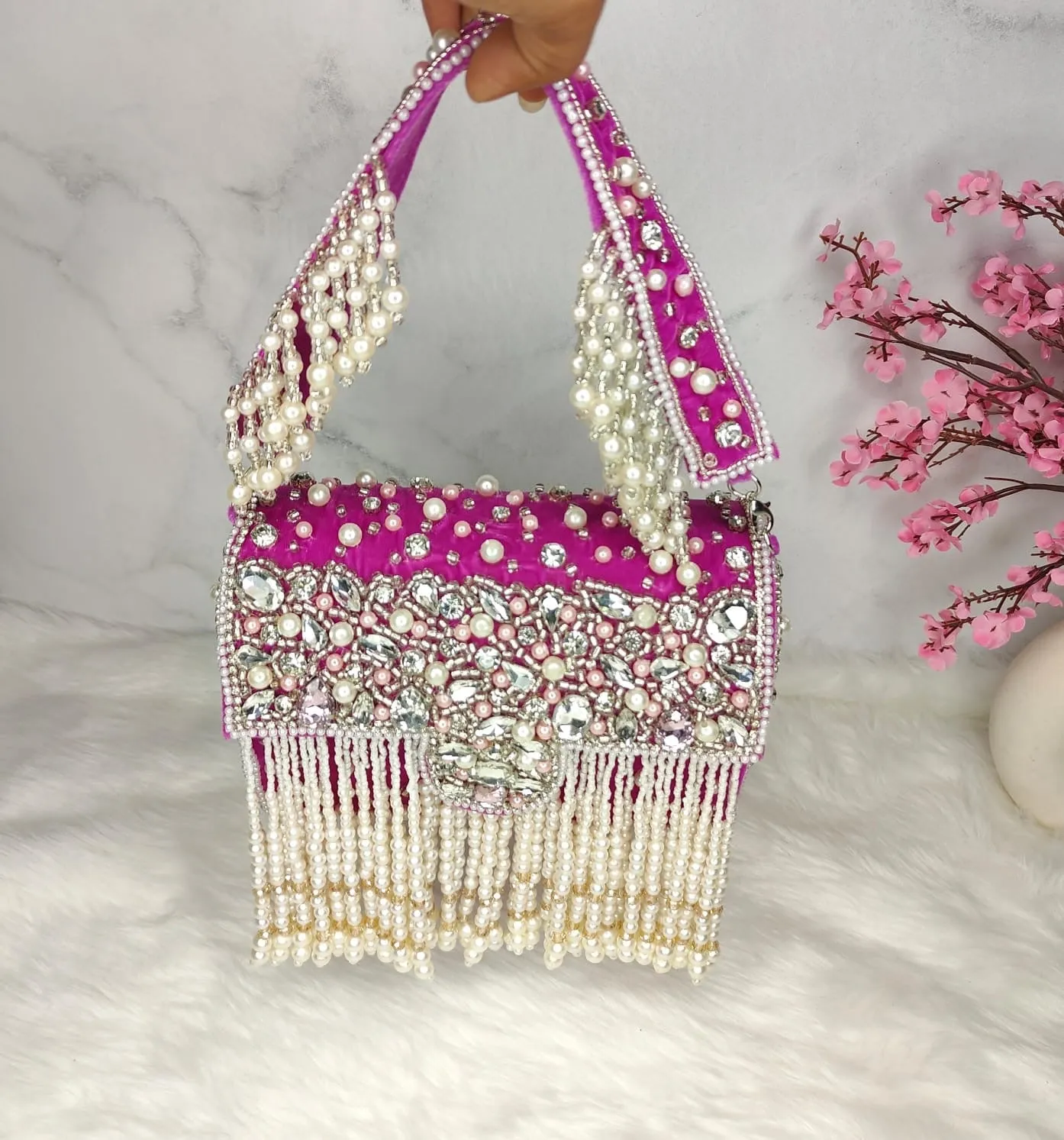 Crystal Pearl clutch bag women clutch