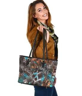 Custom Tote Bag (Vegan Leather) - Distressed Animal Print #104 | Shoulder Tote Handbag, Shoulder Bags for Women, Over the Shoulder Bag