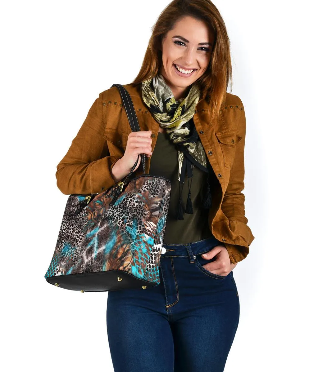 Custom Tote Bag (Vegan Leather) - Distressed Animal Print #104 | Shoulder Tote Handbag, Shoulder Bags for Women, Over the Shoulder Bag