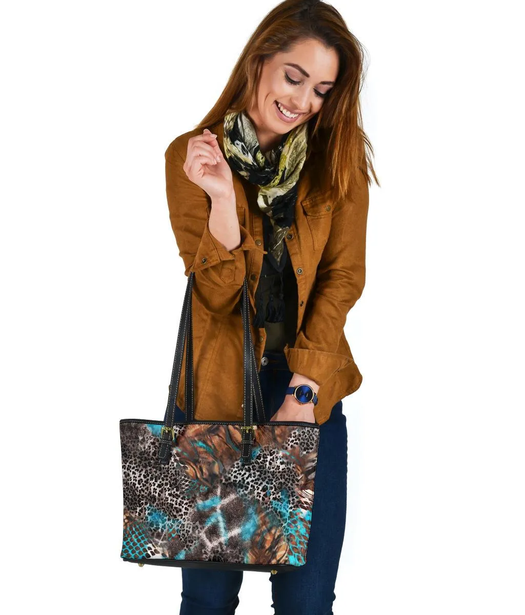 Custom Tote Bag (Vegan Leather) - Distressed Animal Print #104 | Shoulder Tote Handbag, Shoulder Bags for Women, Over the Shoulder Bag