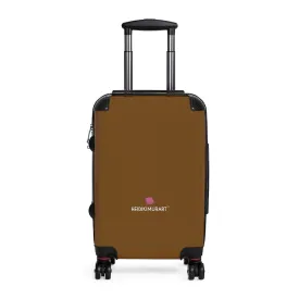 Dark Brown Cabin Suitcase, Carry On Luggage With 2 Inner Pockets & Built in Lock With 360° Swivel