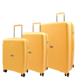 DR525 Expandable Hard Shell PP Luggage Travel Suitcase Bags with 4 Wheels Yellow