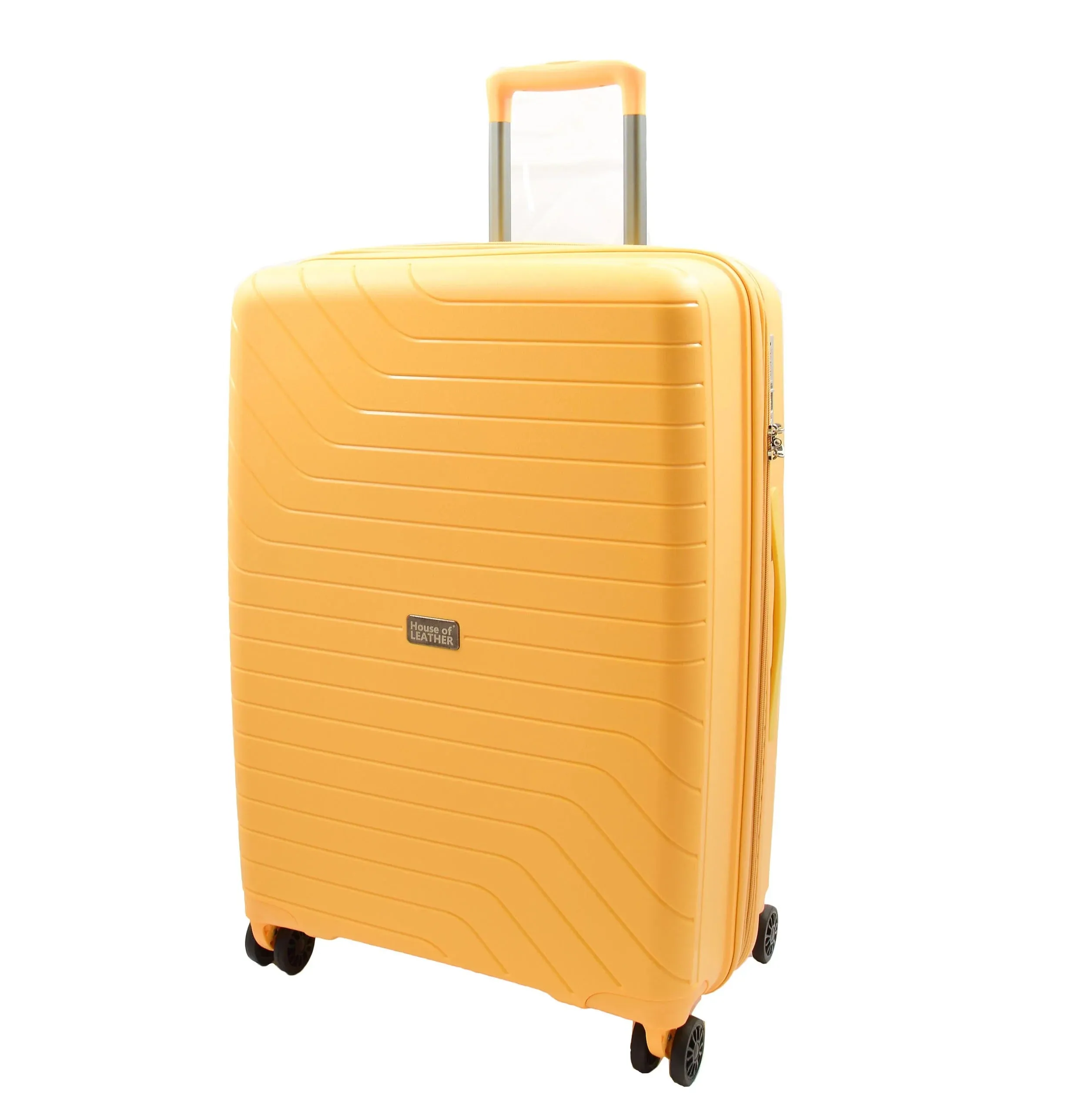DR525 Expandable Hard Shell PP Luggage Travel Suitcase Bags with 4 Wheels Yellow