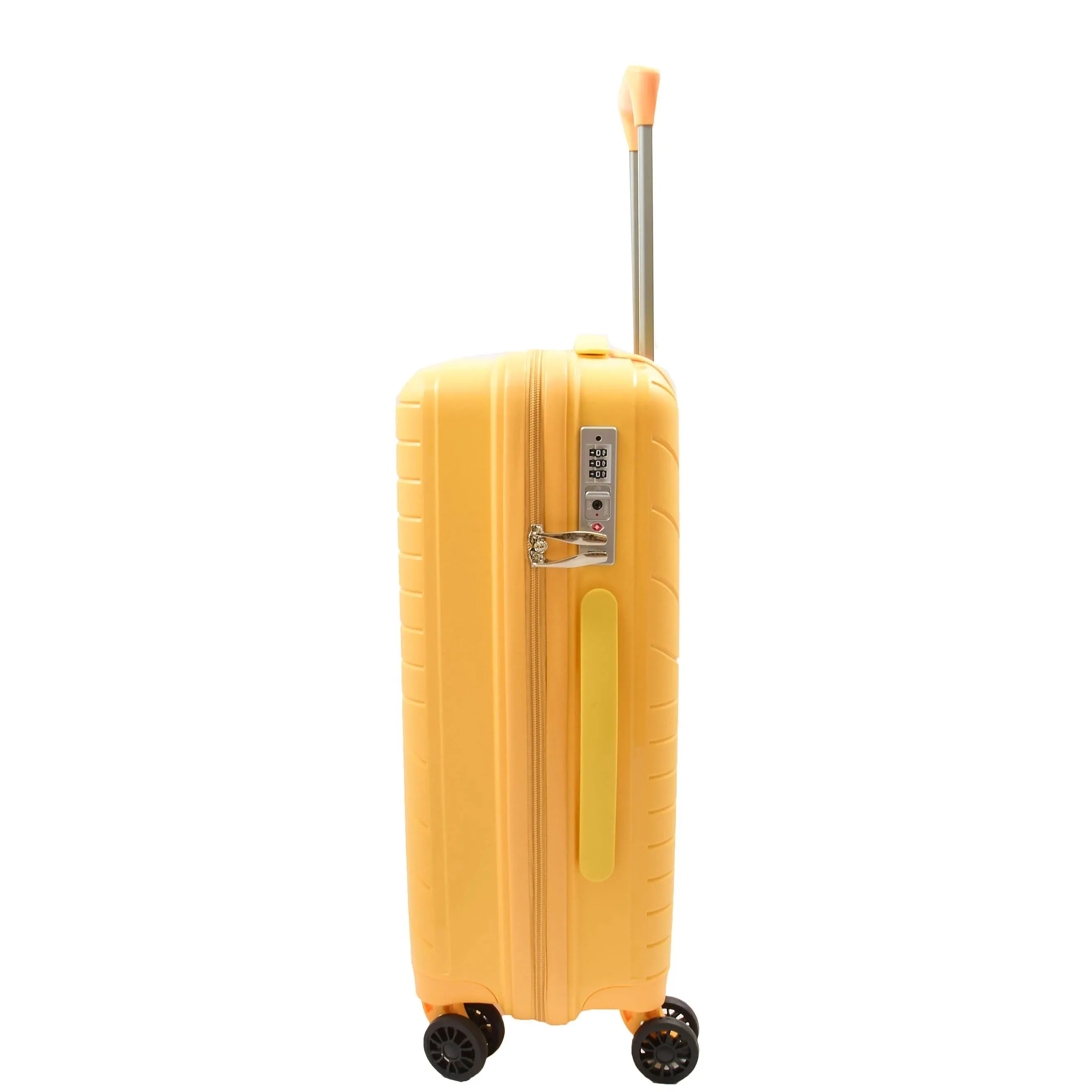 DR525 Expandable Hard Shell PP Luggage Travel Suitcase Bags with 4 Wheels Yellow