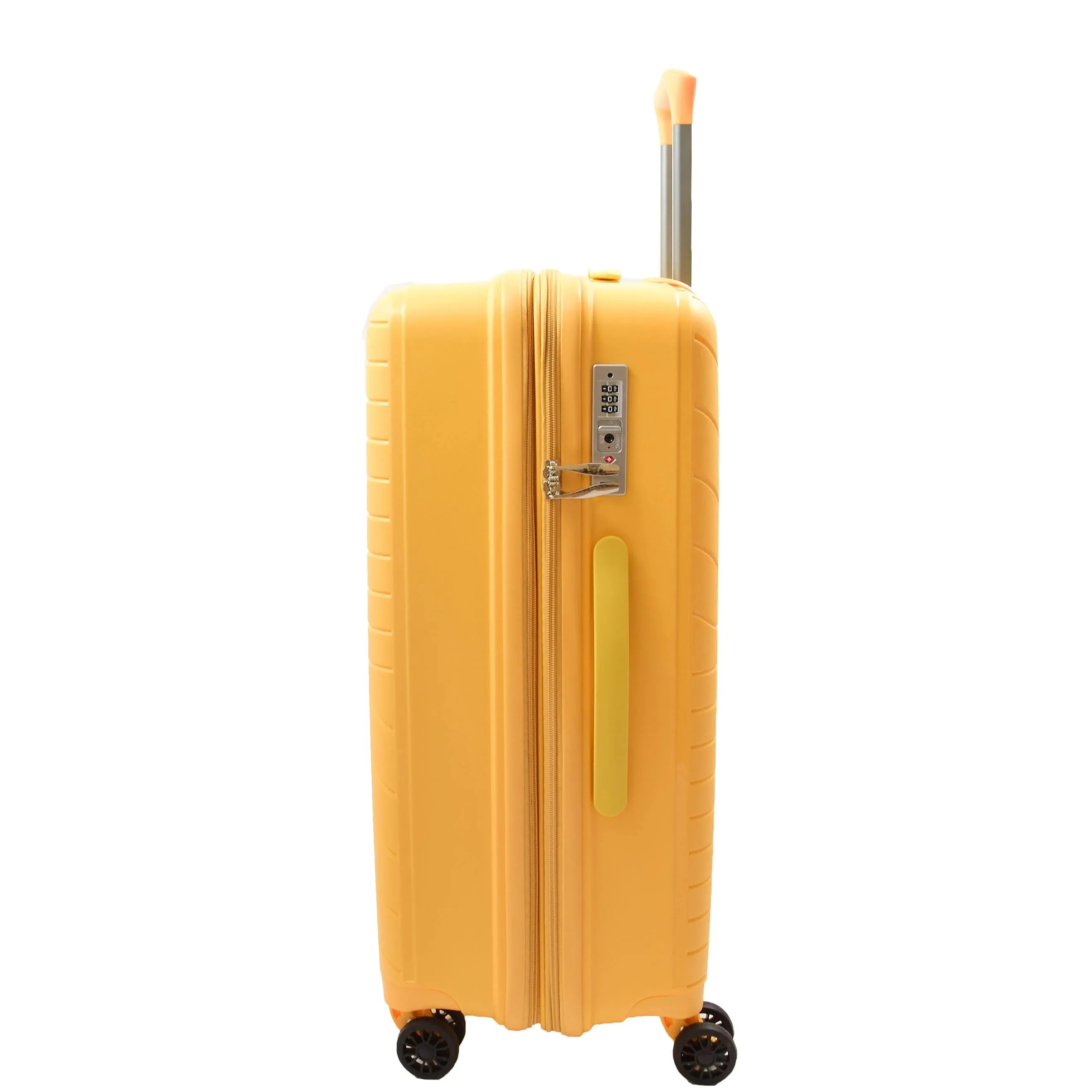 DR525 Expandable Hard Shell PP Luggage Travel Suitcase Bags with 4 Wheels Yellow