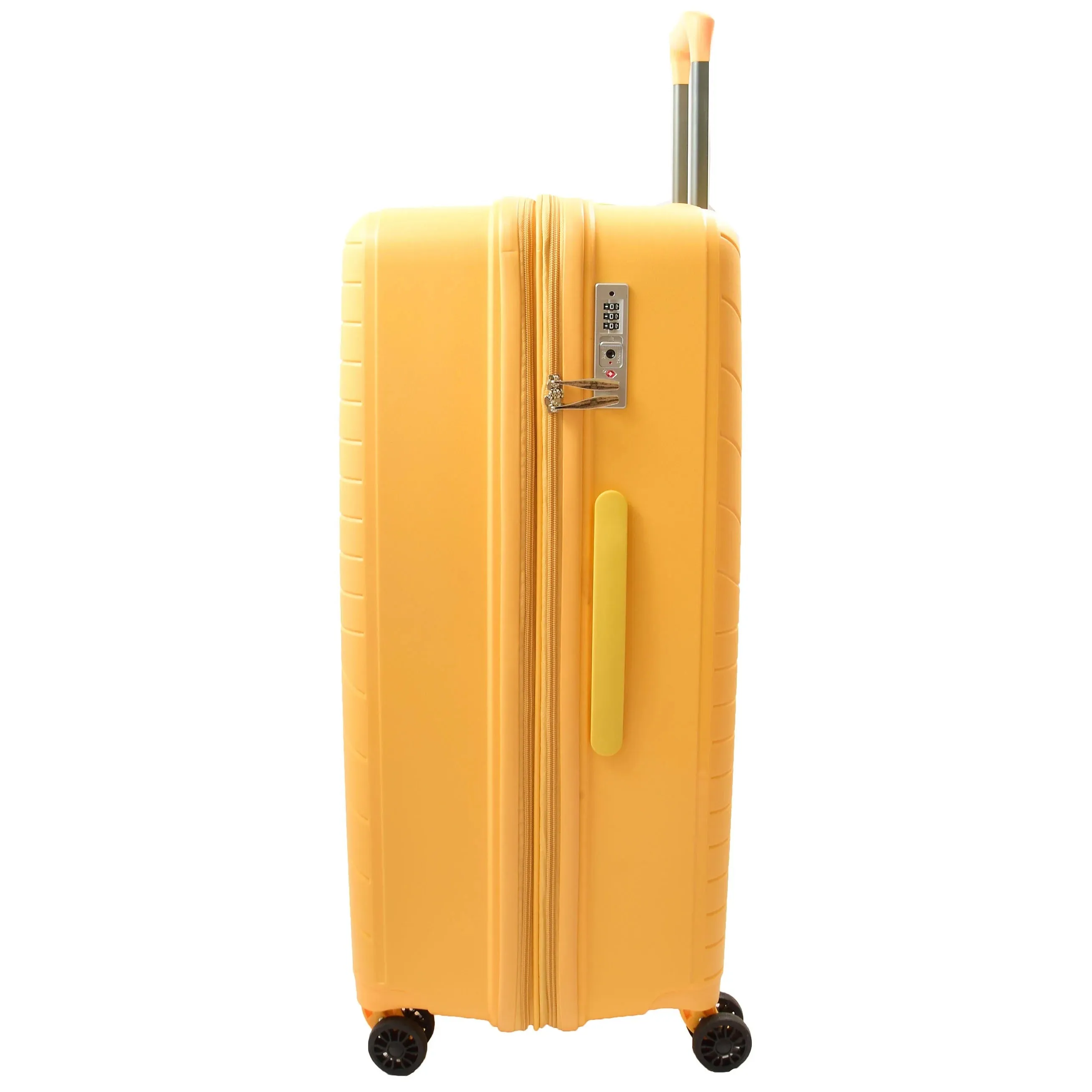 DR525 Expandable Hard Shell PP Luggage Travel Suitcase Bags with 4 Wheels Yellow