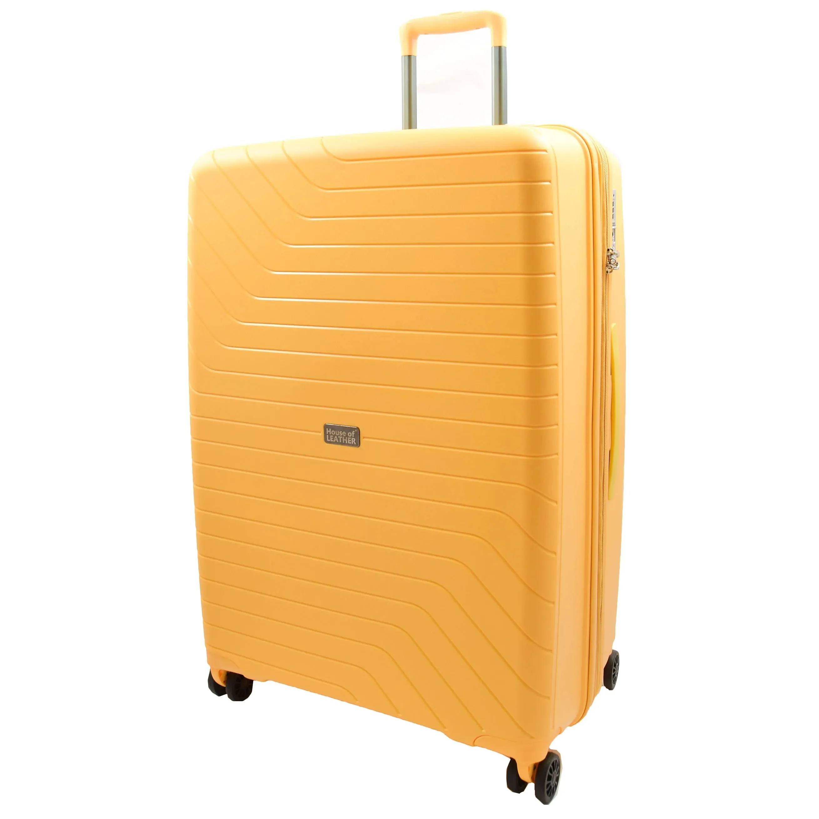 DR525 Expandable Hard Shell PP Luggage Travel Suitcase Bags with 4 Wheels Yellow