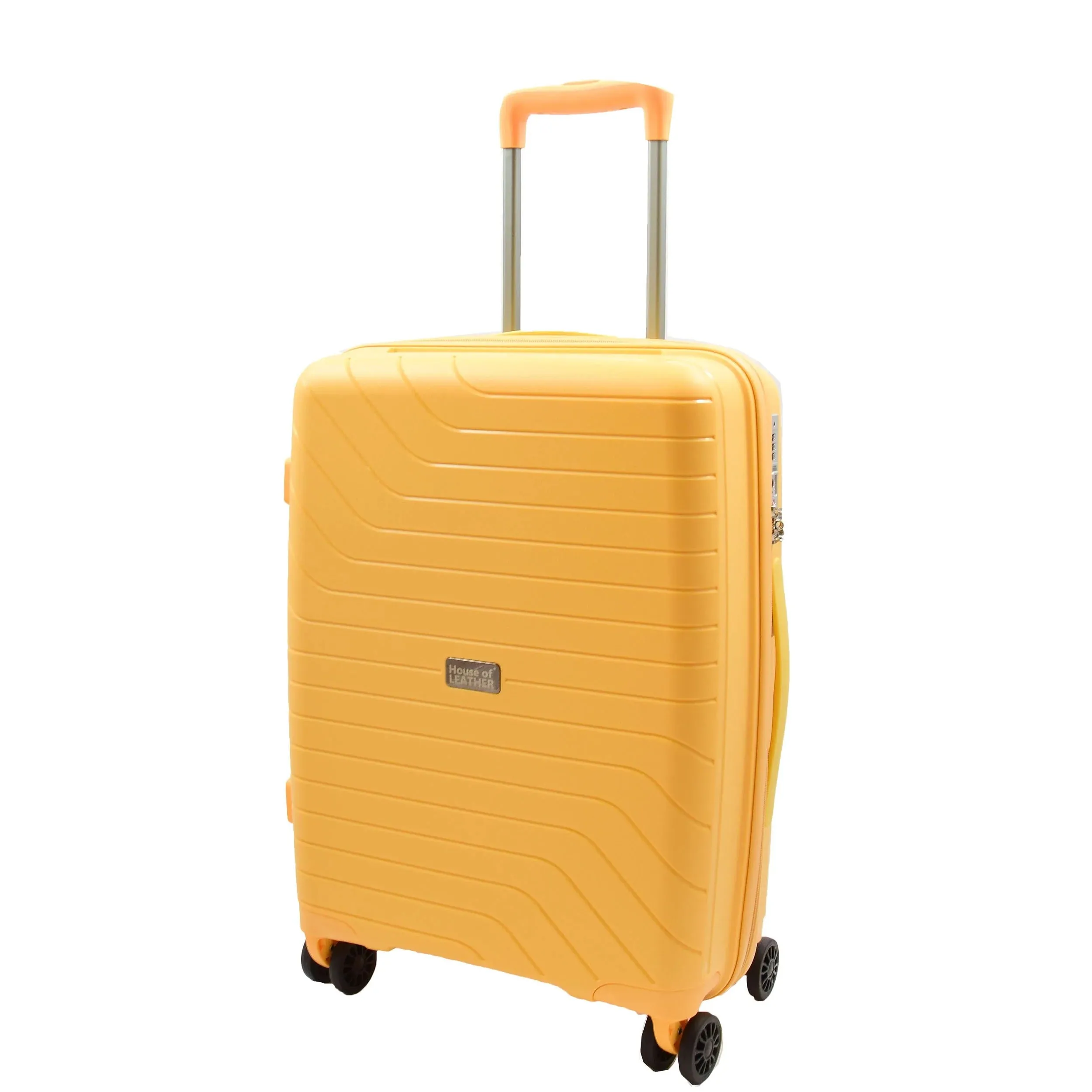 DR525 Expandable Hard Shell PP Luggage Travel Suitcase Bags with 4 Wheels Yellow